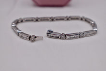 Load image into Gallery viewer, 14K White Gold Vintage Baguette &amp; Round 3.12cts Diamond Bracelet
