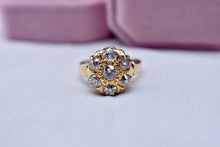 Load image into Gallery viewer, 18K Yellow Gold Victorian 1.50cts Old Mine Cut Diamond Cluster Halo Ring
