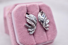 Load image into Gallery viewer, Rare Art Deco 18K White Gold 1.00cts Round &amp; Baguette Diamond Earrings
