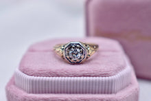 Load image into Gallery viewer, Vintage 14K Yellow Gold &amp; Platinum Octagonal Edwardian Old European Cut Diamond Engagement Ring
