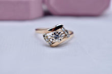Load image into Gallery viewer, Vintage 14K Yellow Gold Retro Abstract Bypass Diamond Ring
