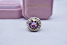 Load image into Gallery viewer, Remake Victorian 18K Yellow Gold &amp; Platinum Halo Old Rose Cut Diamond and Alexandrite Ring
