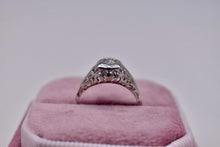 Load image into Gallery viewer, Vintage 18K White Gold Art Deco Dainty Hexagon Diamond Engagement Ring
