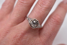 Load image into Gallery viewer, Vintage 18K White Gold Art Deco Octagon Old Mine Cut Diamond Ring
