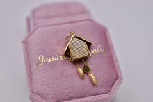 Load image into Gallery viewer, Vintage 18k Gold Animated 3D Cuckoo Clock Charm
