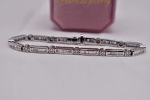 Load image into Gallery viewer, 14K White Gold Vintage Baguette &amp; Round 3.12cts Diamond Bracelet
