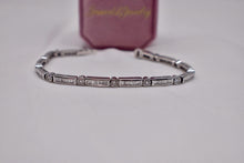 Load image into Gallery viewer, 14K White Gold Vintage Baguette &amp; Round 3.12cts Diamond Bracelet
