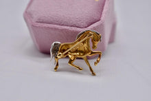 Load image into Gallery viewer, 18K Yellow Gold &amp; Platinum Vintage Textured Horse Single Cut Diamond Brooch
