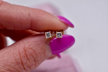 Load image into Gallery viewer, 14K Yellow Gold Princess Cut Natural Diamond Push Back Stud Earrings 0.30cts
