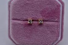 Load image into Gallery viewer, 14K Yellow Gold Princess Cut Natural Diamond Push Back Stud Earrings 0.30cts
