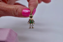 Load image into Gallery viewer, Authentic 14K Yellow Gold Animated Moveable Emerald &amp; Diamond Clown Jester Pendant/Charm
