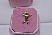Load image into Gallery viewer, Authentic 14K Yellow Gold Animated Moveable Emerald &amp; Diamond Clown Jester Pendant/Charm
