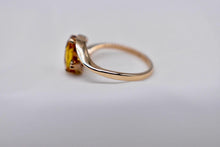 Load image into Gallery viewer, Vintage 10K Yellow Gold Vintage Lab Grown Yellow Sapphire &amp; Diamond Accented Bypass Style Ring
