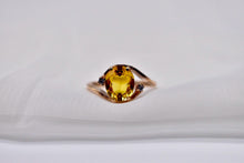 Load image into Gallery viewer, Vintage 10K Yellow Gold Vintage Lab Grown Yellow Sapphire &amp; Diamond Accented Bypass Style Ring
