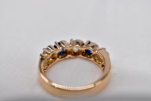 Load image into Gallery viewer, Vintage 14K Yellow Gold Sapphire and Diamond Heavy S Style Band
