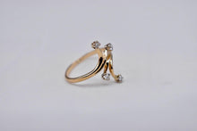 Load image into Gallery viewer, Vintage 14K Yellow Gold Unique Bypass Four Stone Diamond Ring

