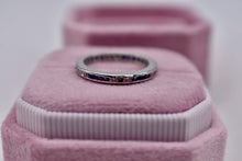 Load image into Gallery viewer, Vintage Art Deco Platinum Square Cut Channel Set Sapphire &amp; Diamond Eternity Band
