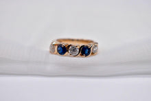 Load image into Gallery viewer, Vintage 14K Yellow Gold Sapphire and Diamond Heavy S Style Band
