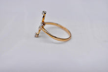 Load image into Gallery viewer, Vintage 14K Yellow Gold Unique Bypass Four Stone Diamond Ring
