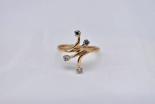 Load image into Gallery viewer, Vintage 14K Yellow Gold Unique Bypass Four Stone Diamond Ring
