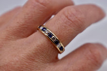 Load image into Gallery viewer, Vintage 14K Yellow Gold Vintage Channel Set Sapphire &amp; Diamond Band
