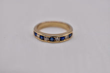 Load image into Gallery viewer, Vintage 14K Yellow Gold Vintage Channel Set Sapphire &amp; Diamond Band
