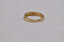 Load image into Gallery viewer, Vintage 14K Yellow Gold Vintage Channel Set Ruby &amp; Diamond Band
