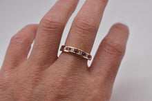 Load image into Gallery viewer, Vintage 14K Yellow Gold Vintage Channel Set Ruby &amp; Diamond Band
