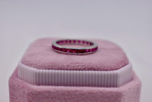 Load image into Gallery viewer, Vintage Art Deco Platinum Square Cut Channel Set Ruby Eternity Band
