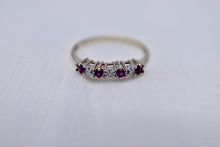 Load image into Gallery viewer, Vintage 10K Yellow Gold Vintage Dainty Ruby &amp; Diamond Band
