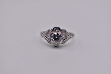 Load image into Gallery viewer, Vintage 18K White Gold Art Deco Old European Cut Accented Diamond Engagement Ring
