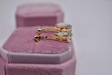 Load image into Gallery viewer, Vintage 14K Yellow Gold Dangle Pear Shape Natural Opal &amp; Diamond Earrings
