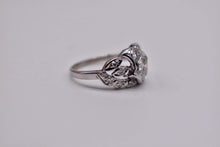 Load image into Gallery viewer, Beautiful 18K White Gold Art Deco Vintage Hand Sculpted Floral Old European Cut Natural Diamond Band
