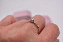 Load image into Gallery viewer, Vintage 14K Yellow Gold Solitaire 0.09cts Illusion Diamond Engagement Ring
