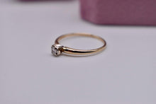 Load image into Gallery viewer, Vintage 14K Yellow Gold Solitaire 0.09cts Illusion Diamond Engagement Ring
