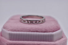 Load image into Gallery viewer, Vintage 14K White Gold Channel Set 0.30cts Natural Baguette &amp; Round Diamond Wedding Band
