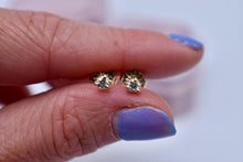Load image into Gallery viewer, 14K Yellow Gold Round Dainty Natural Diamond Push Back Martini Stud Earrings 0.18cts
