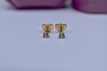 Load image into Gallery viewer, 14K Yellow Gold Round Dainty Natural Diamond Push Back Martini Stud Earrings 0.18cts
