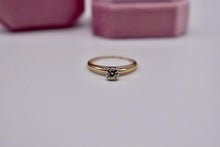 Load image into Gallery viewer, Vintage 14K Yellow Gold Solitaire 0.08cts Illusion Diamond Engagement Ring
