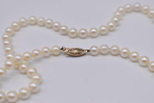 Load image into Gallery viewer, Vintage 14K Yellow Gold 19 Inch 6mm Fresh Water Cultured White Pearl Necklace Strand
