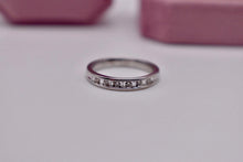 Load image into Gallery viewer, Vintage 14K White Gold Channel Set 0.30cts Natural Baguette &amp; Round Diamond Wedding Band

