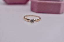 Load image into Gallery viewer, Vintage 14K Yellow Gold Solitaire 0.09cts Illusion Diamond Engagement Ring
