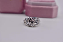 Load image into Gallery viewer, Beautiful 18K White Gold Art Deco Vintage Hand Sculpted Floral Old European Cut Natural Diamond Band
