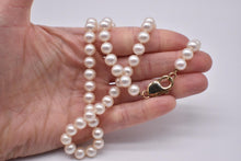 Load image into Gallery viewer, Vintage 14K Yellow Gold 18.5 Inch 7mm Fresh Water Cultured White Pearl Necklace Strand
