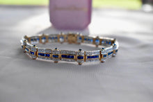 Load image into Gallery viewer, 14K Yellow Gold Vintage 8.04cts Three Row Natural Sapphire and Natural Diamond Tennis Bracelet
