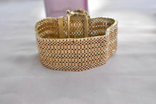 Load image into Gallery viewer, Victorian 14K Yellow Gold Enamel &amp; Seed Pearl Tassel Buckle Bracelet
