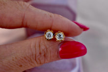 Load image into Gallery viewer, Victorian 14K Gold Round Natural Old Mine Cut Diamond Screw Back Stud Earrings 0.80cts
