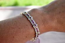 Load image into Gallery viewer, 14K Yellow Gold Vintage 7.80cts Three Row Natural Ruby and Natural Diamond Tennis Bracelet
