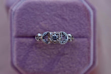 Load image into Gallery viewer, Vintage 18K White Gold Art Deco Filigree Square Shape Old European Cut Diamond Ring
