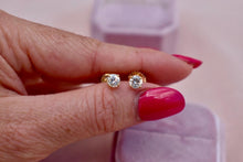 Load image into Gallery viewer, 14K Yellow Gold Round Natural Earth Mined Diamond Push Back Stud Earrings 0.98cts
